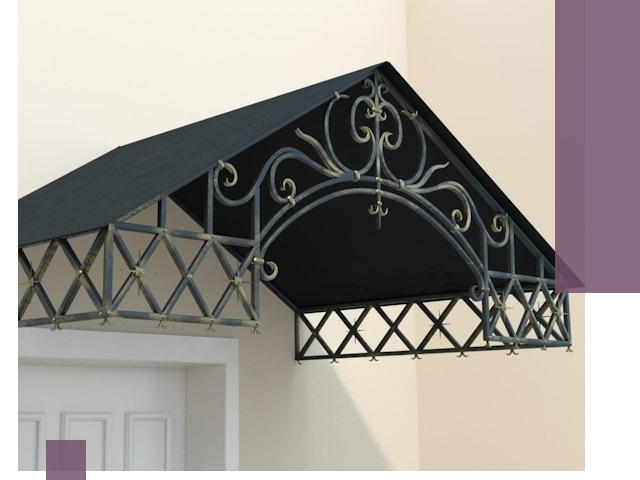 Двускатные металлические козырьки под ключ в Феодосии